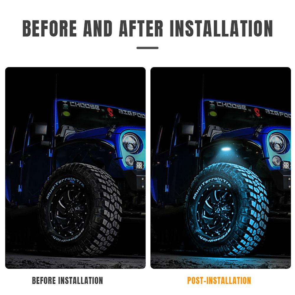 4pcs 24LED Rock Lights Kit RGB Car Atmosphere Lamp Undergolw Chassis Strip For Boat Jeep Offroad 4x4 Truck Pickup