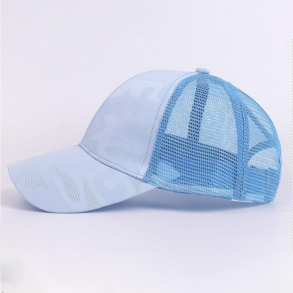 Damen Baseballmütze, einfarbig, Camouflage-Print, Sonnenhut, atmungsaktives Mesh-Spleißen, UV-Schutz, lässiger Outdoor-Hut