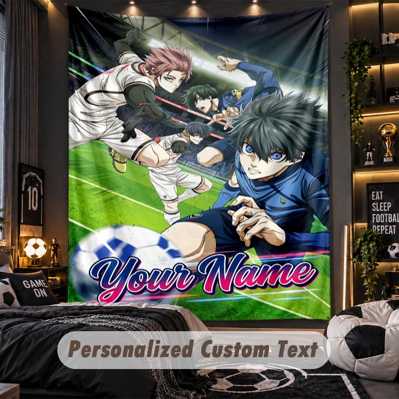 Personalized Wall Tapestry,Blue Lock Custom Printed Name, Fabric Wall Art For Indoor Room Backdrop