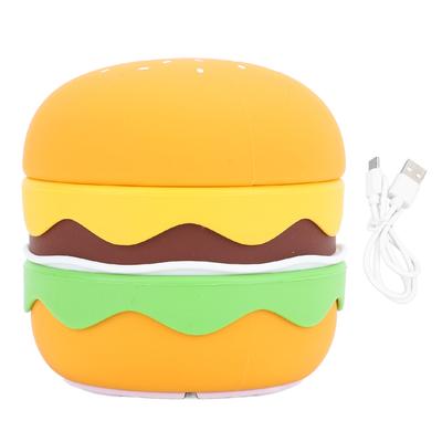 Luz Nocturna de Silicona Linda Forma de Hamburguesa Recargable por USB Iluminación Suave Control Táctil Regulable