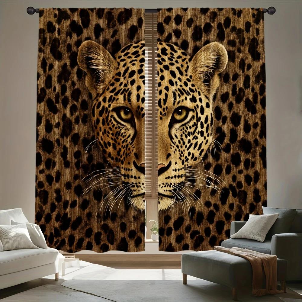 

Creative leopard print curtains, pole bag bedroom and living room, home decoration, room decoration 14Wx39L(35x100CM)x2
