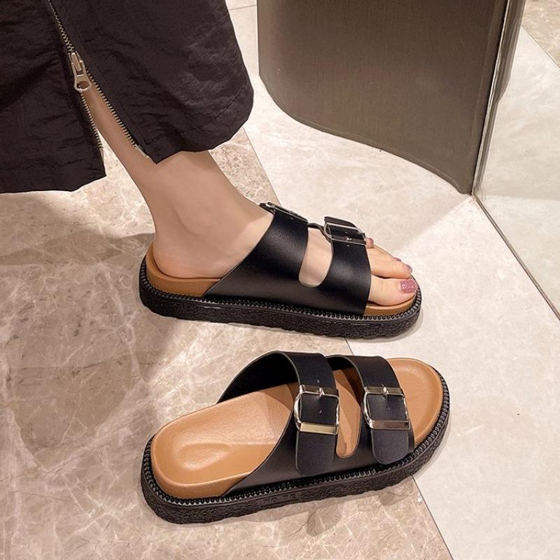 

Модные женские тапочки, кожаные женские сандалии 2024, легкие повседневные тапочки на танкетке, летняя обувь для женщин, роскошные сандалии 35 чёрный