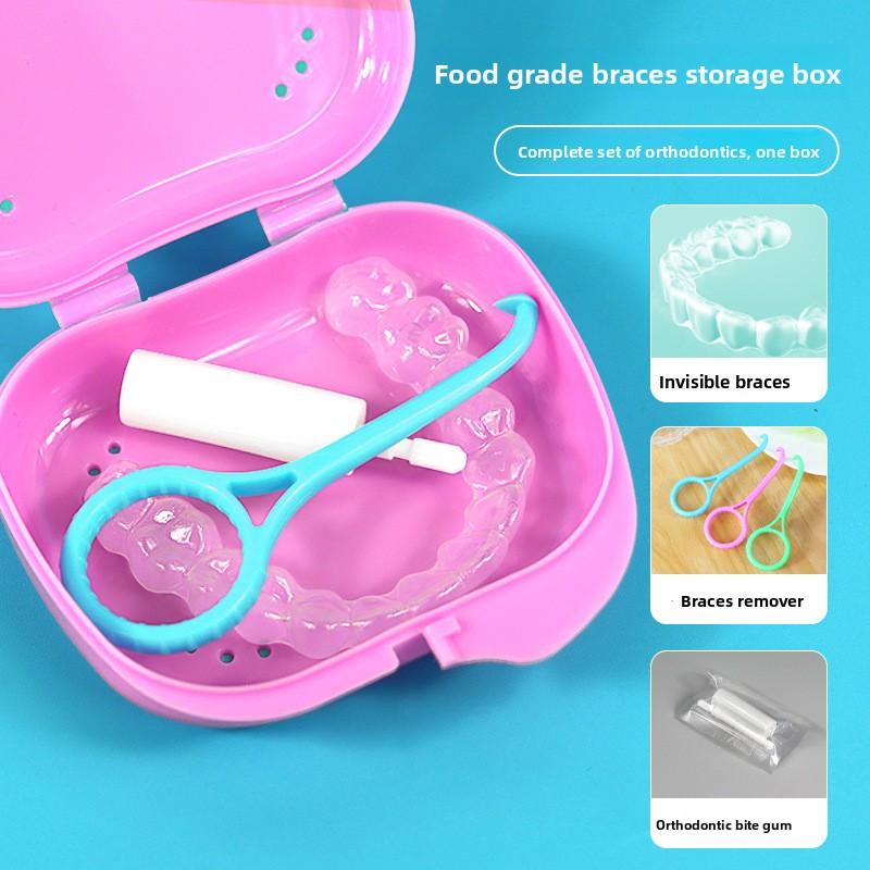 Zahnspangen Aufbewahrungsbox, Retainer Aufbewahrungsbox, Zahnspangen Box, Prothesen Box, mit Löchern - Tragbare Box, Bunte Anti-Drop Box