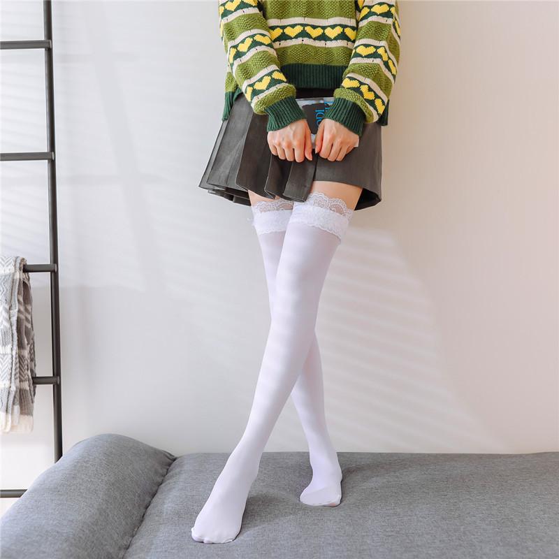 

Японские кружевные чулки выше колена, женские чулки-лолиты, студентки, с милым бантом и чулки до середины колена One Size