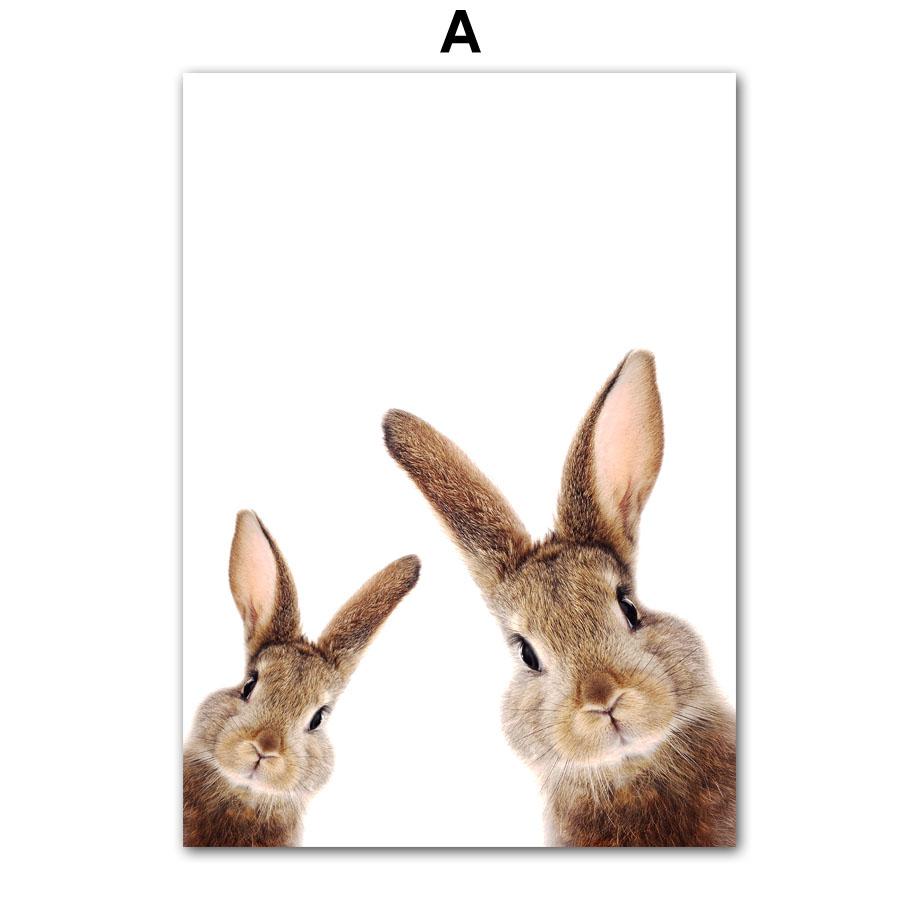Autumn Rabbit Tail Nursery Wall Art Canvas Painting Nordic Animals Bunny Posters And Prints Pictures Baby Kids Room Home Decor