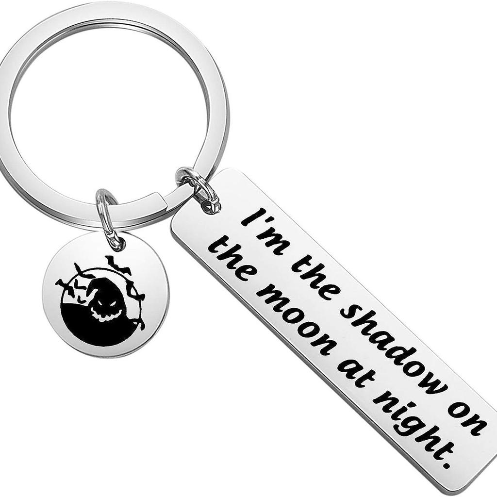 I'm The Shadow On The Moon Stainless Steel Keychain Halloween Theme Design Fashion Keyring Practical Party Gift