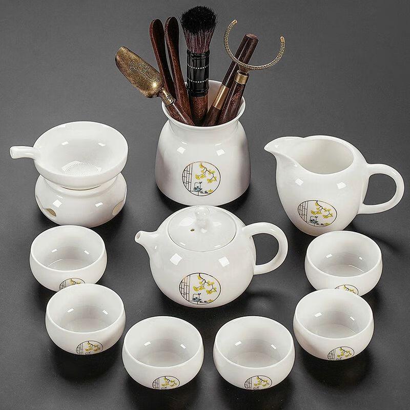 Jiakangming Suet Jade White Porcelain Kung Fu Tea Set