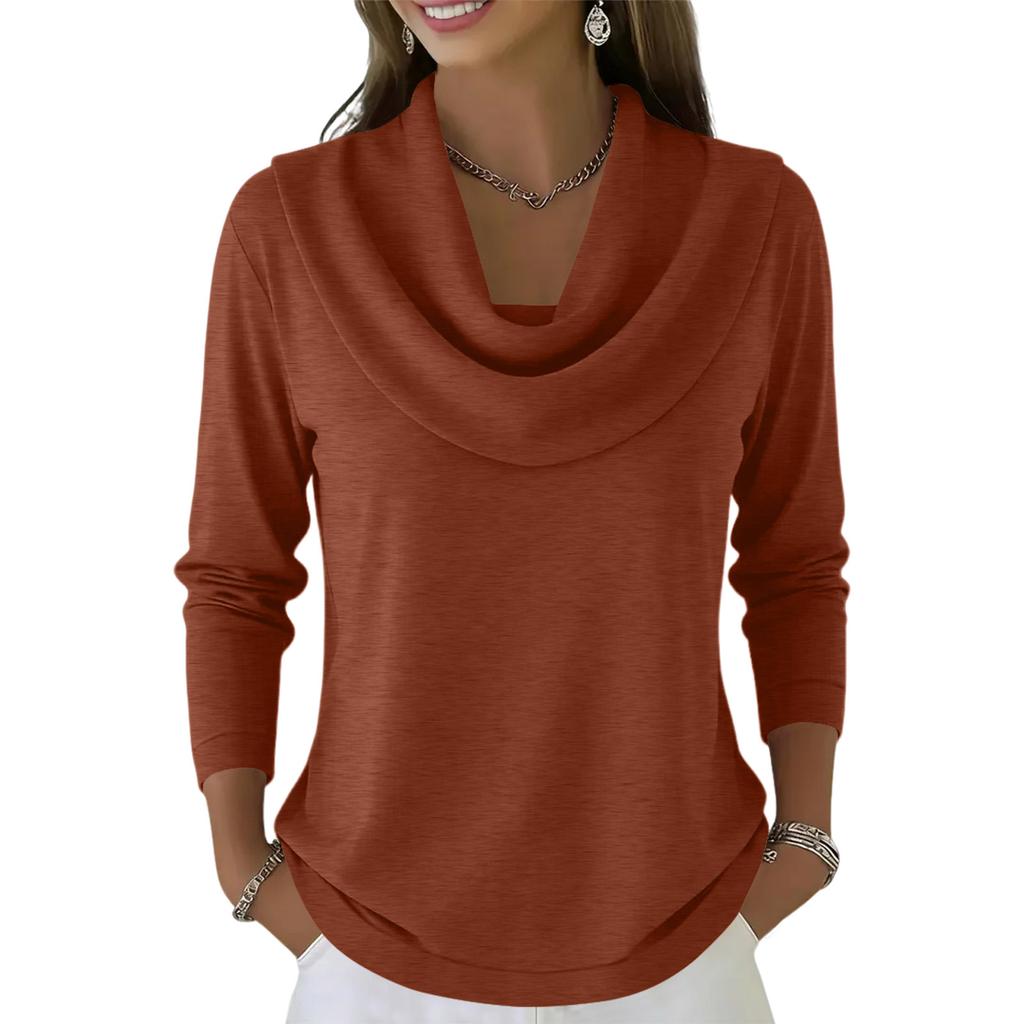 Women's Casual And Fashionable Round Neck Long Sleeved  Solid Color Top Sweater