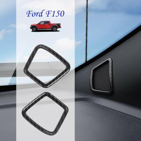 2X A-Pillar Speaker Frame Trim Decoration Bezel for Ford F150 2015+ Carbon Fiber