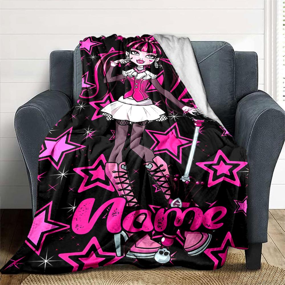 Customiz Name Personality Monster High Blanket Soft &Warm Sofa Office Bed Travel Lunch Break Blanket, Gift Suitable All Seasons