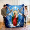 1PC Virgin Mary Crowned by Angels Print Believer Pray Blanket Warm Soft Flannel Material Suitable for All Seasons Luxurious Gift