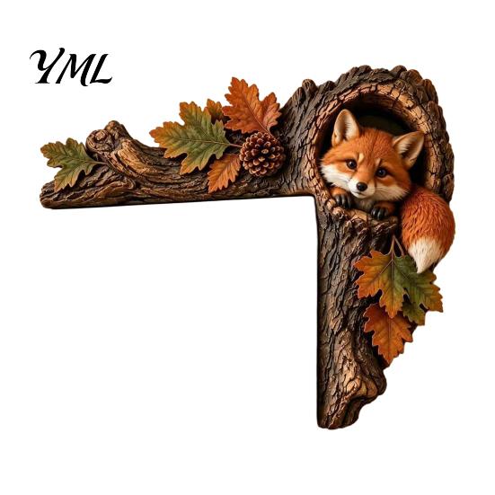 Decorative Accents for Reading Nooks Chipmunk Tree Door Topper, Squirrel Owl Wooden Frame Sign, Funny Whimsical Woodland Decor Animals Corner