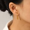 Simple Long Drop Titanium Steel Earrings Versatile Gold Bead Stud Earring Jewelry