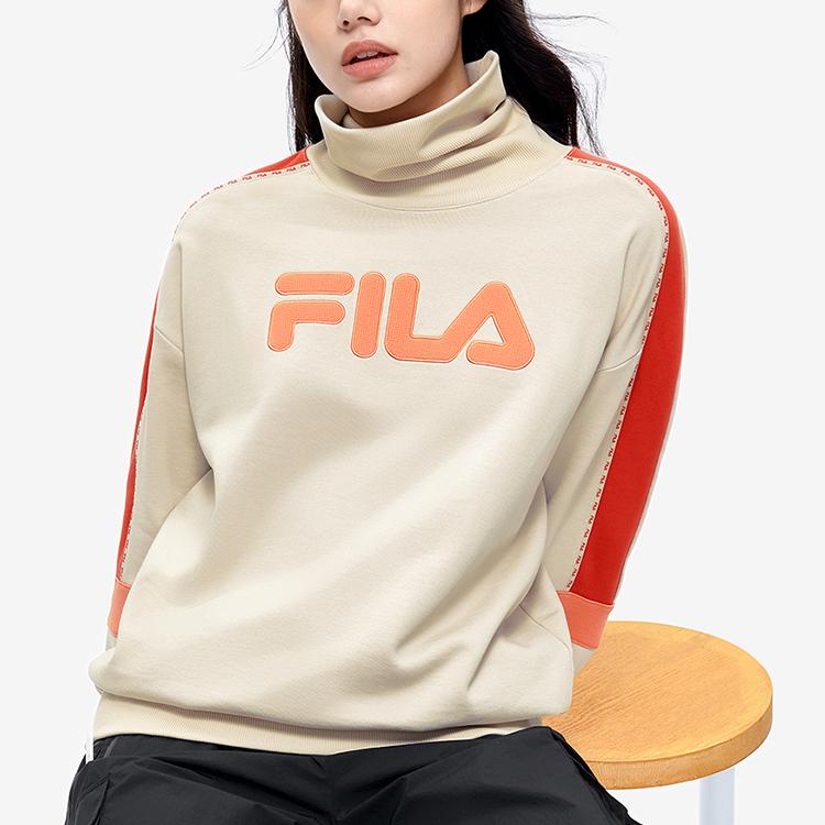 Fila Fusion Loose Fit Mock Neck Pullover Sweatshirt Women Tops Camel T11W211210F-BG