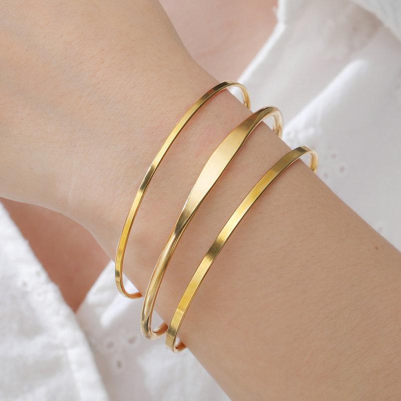Minimalist Open Cuff Bracelet For Women Adjustable Titanium Steel Bangle Elegant Simple Versatile Jewelry Gift