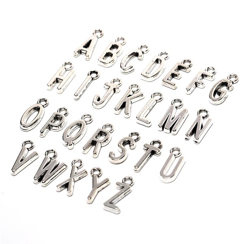 Silver/Gold 26Pcs Alphabet A-Z Pendents Letters Diy Jewelry Findings Charms