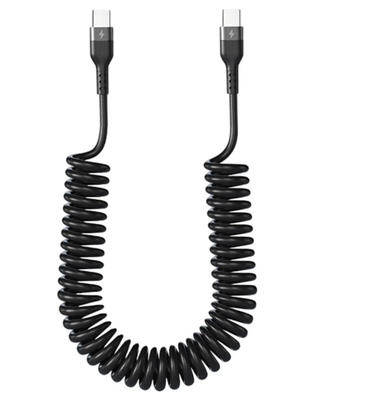 120W Two USB C Chargers Cable Heavy Duty PVC Spring Design TangleFree 6A Rapid Charge Solution For Mobile Devices Computers