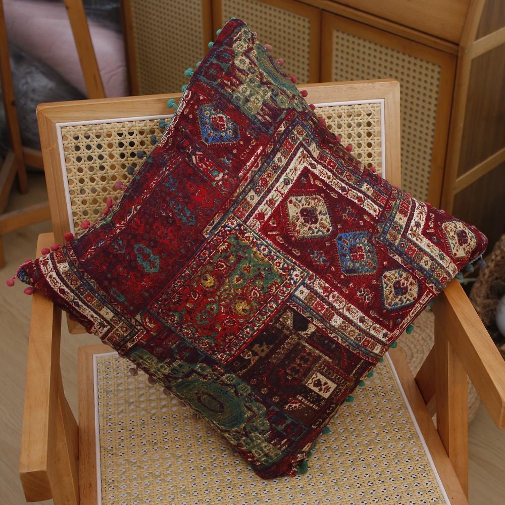 with Tassel Bohemian Pillow Cushion Retro Sofa Cushion Ethnic Style Cushion Home Sofa Decor Style B