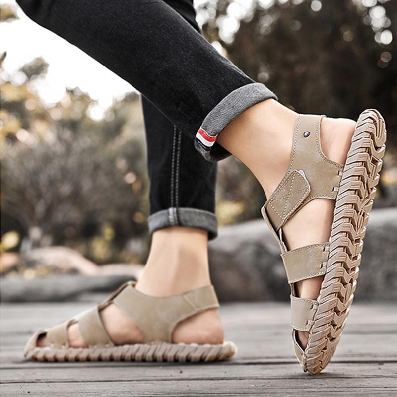 Baotou Sandals, Summer Handmade Flat Bottomed Sandals, Men's Casual Breathable Beach Shoes
