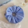1pc Korean Girl with Blue Striped Double Layered Colon Hair Loop, Hair Tie, Rubber Band, Headband, Hair Accessory