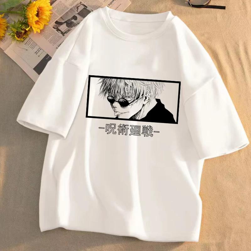 Summer Japanese Unisexga Gojo Satoru Cotton T-shirt Unisex Jujutsu Kaisen Anime T-shirt Unisex Harajuku Kawaii Short Sleeve T-shirt