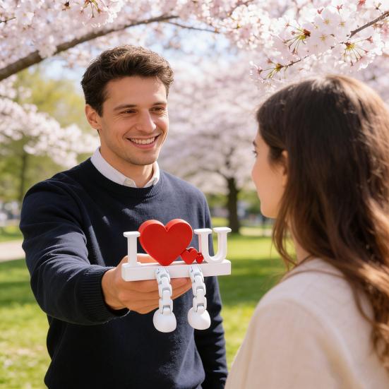 I Love U Figurine with Articulated Legs Movable Joints Love Heart Fidget Toy Wedding Party Desktop Decoration Ornament Valentine's Day Romantic Gift