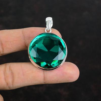 Facettierter Chromdiopsid Anhänger Edelstein zierlicher Anhänger 925 Sterlingsilber Anhänger handgefertigter Schmuck neuestes Design Anhänger Geschenke für Freundin