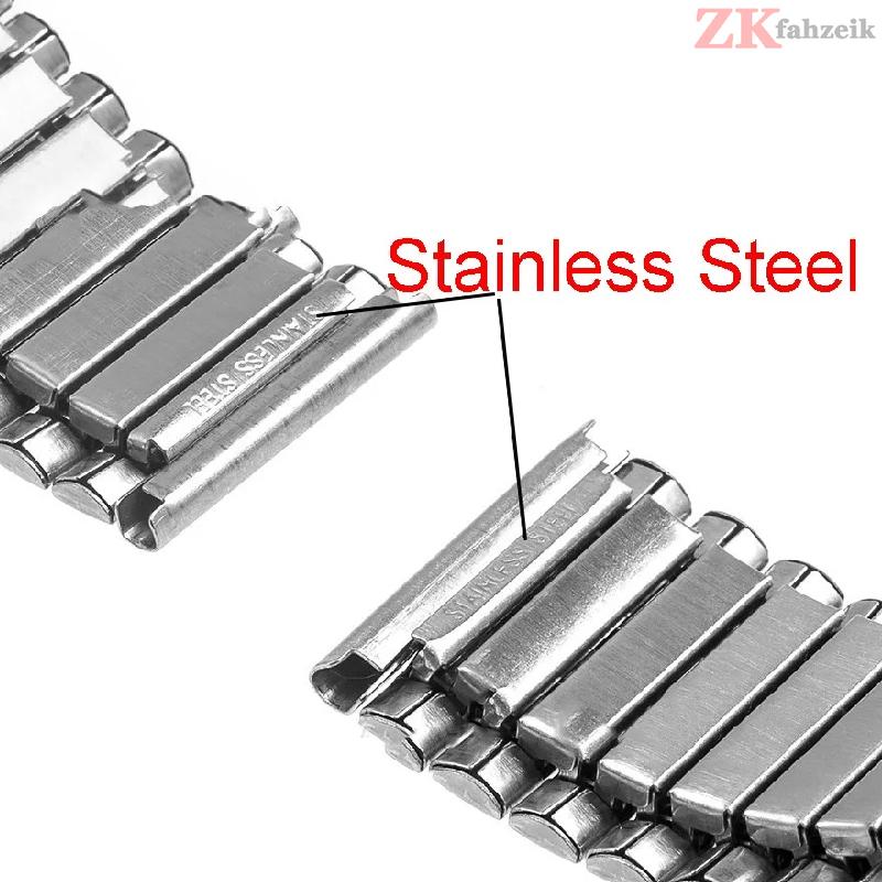20mm 22mm Rostfritt Stål Elastiskt Stretchband Stål Klockarmband Justerbart Metall Expansionsband Armbandstillbehör Armband