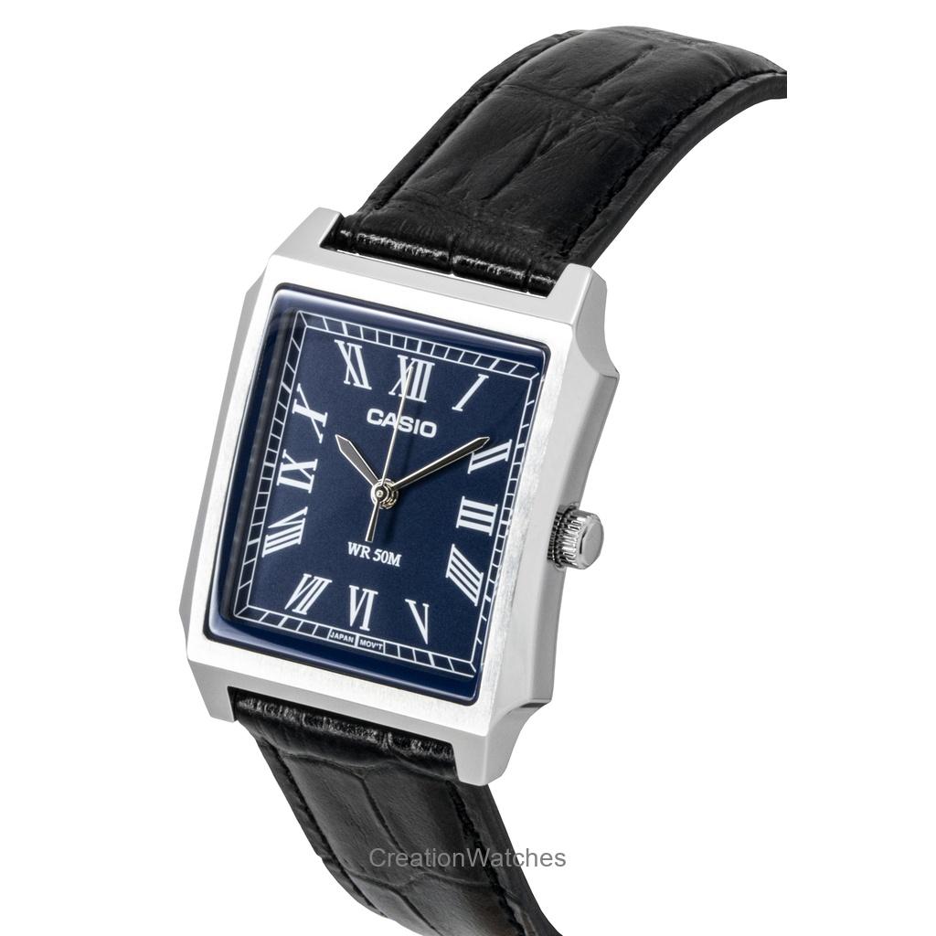 Casio Standaard Analoog Leren Band Blauwe Wijzerplaat Kwarts MTP-B190L-2BV Herenhorloge