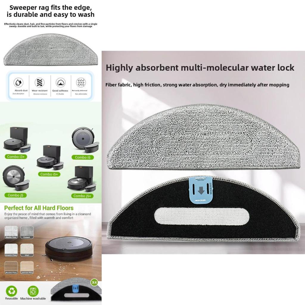 For Irobot Roomba I5 I5 J5 J5 Plus Reusable Mop Cloth For Home Floor Cleaning