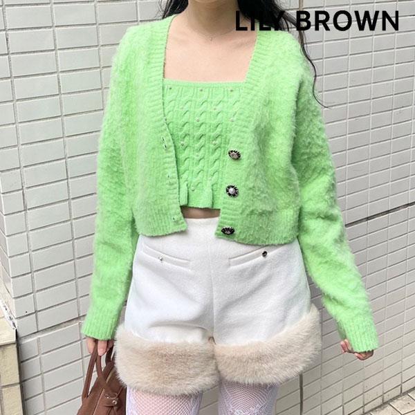 SALE50%OFF LILY BROWN Tops 25 Autumn/Winter [L.B CANDY STOCK] Ensemble Bijou Knit Long Sleeve Mid Length Cardigan