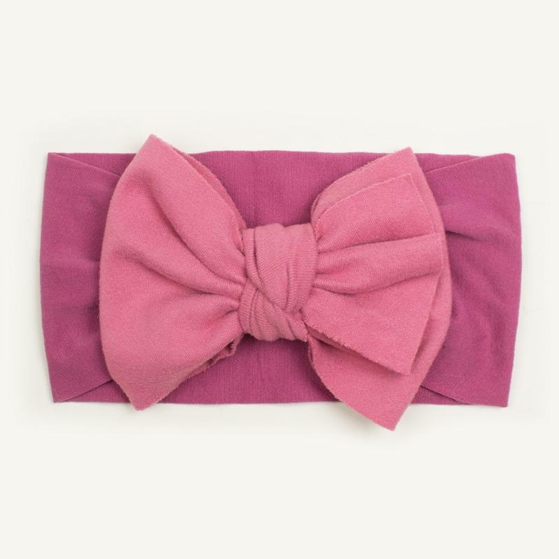 Spring thin baby plain bow headscarf, children's soft and comfortable nylon headband, baby headband