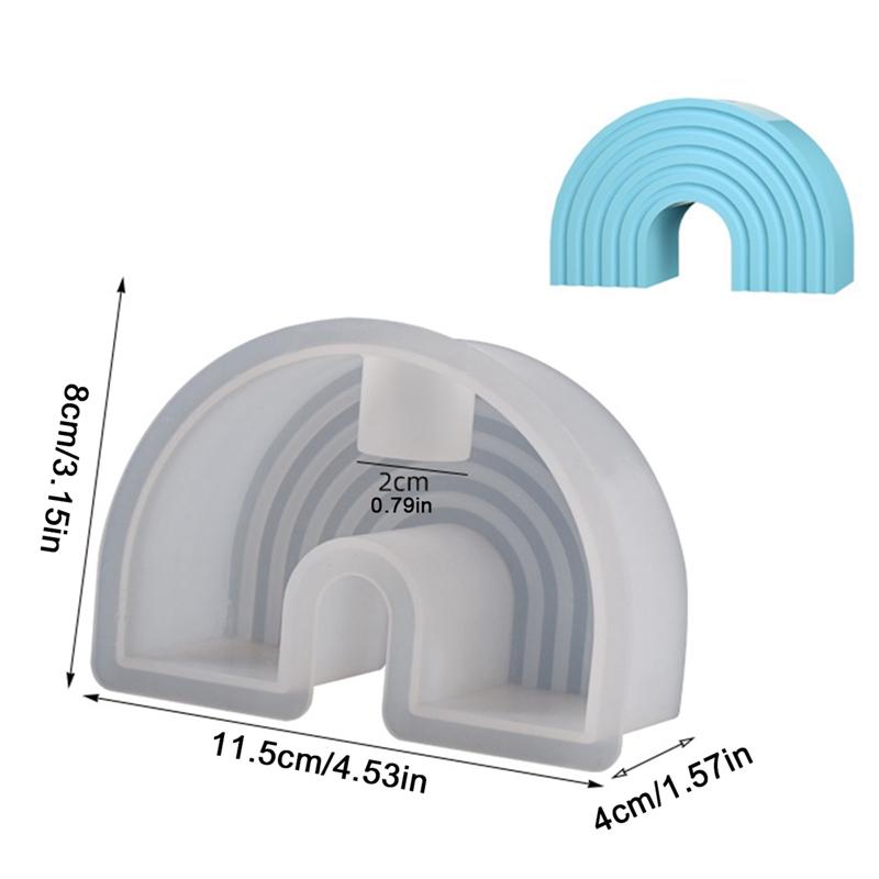 3D Rainbow Arch Bridge DIY Aromath Plaster Cloud Rainbow Ornament Wax Mould 3D Silicone Candle Molds Home Craft Decoration