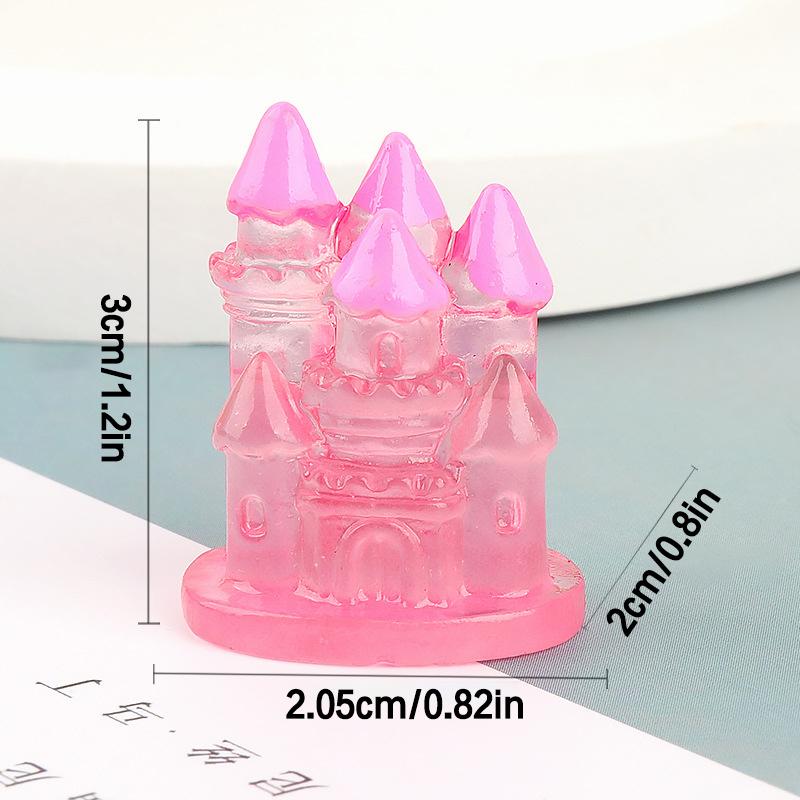 

Міні-замок зі смоли Мініатюрні фігурки 3D світлові маленькі прикраси Мікроландшафт Саморобний ляльковий будиночок Прикраса саду Ремесло рожевий