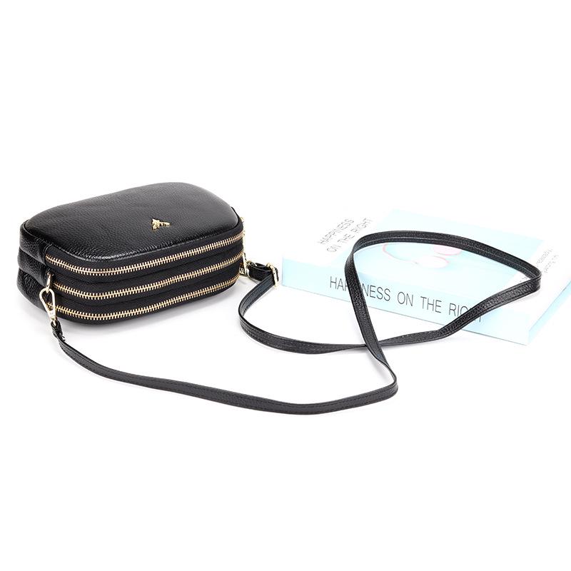 2025 Women's Soft Leather Three-Layer Shoulder Crossbody Bag - New Fashion Style for Mothers
