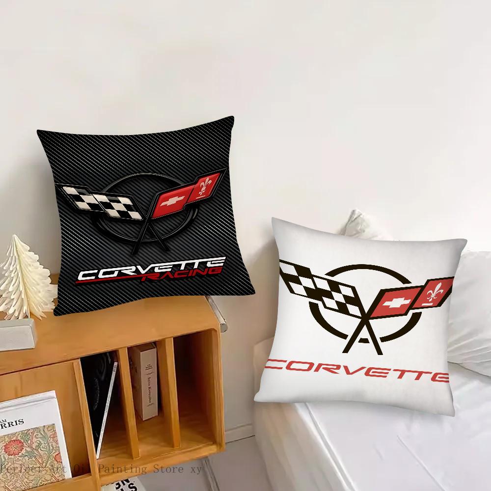Cool Car C- Corvette Pillow Case Square Pillow Bedroom Sofa Leisure Comfort Cushion Car Living Room Home Decoration 40X40