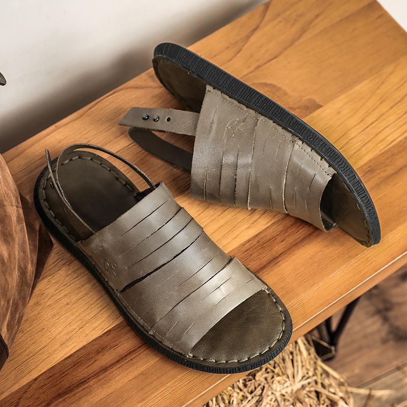 Genuine Leather Cool Flats New Arrival Sandals Breathable Summer Shoes Men's Antiskid Slippers Luxury Brand Beach Shoes Sandaly