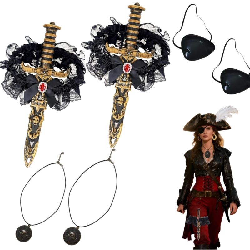 Pirate Outfit Easy Wear Design Practical Stitching Costume Accessories Perfect For Stage Performances And Event