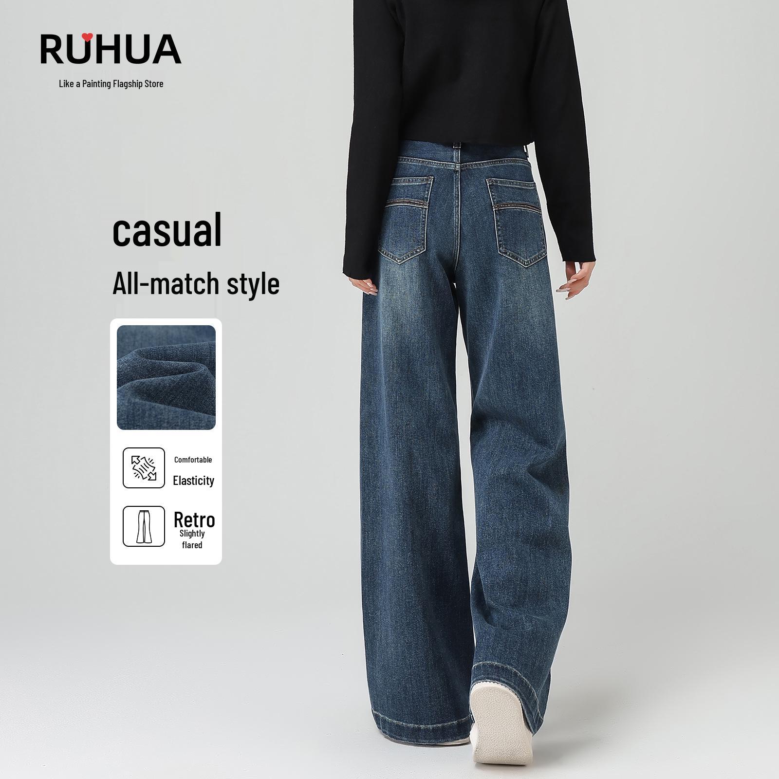 

Women s High-Waist Wide-Leg Jeans - 2025 Autumn/Winter Petite Slimming Plus Velvet Loose Straight-Leg Pants XL - 63-68kg