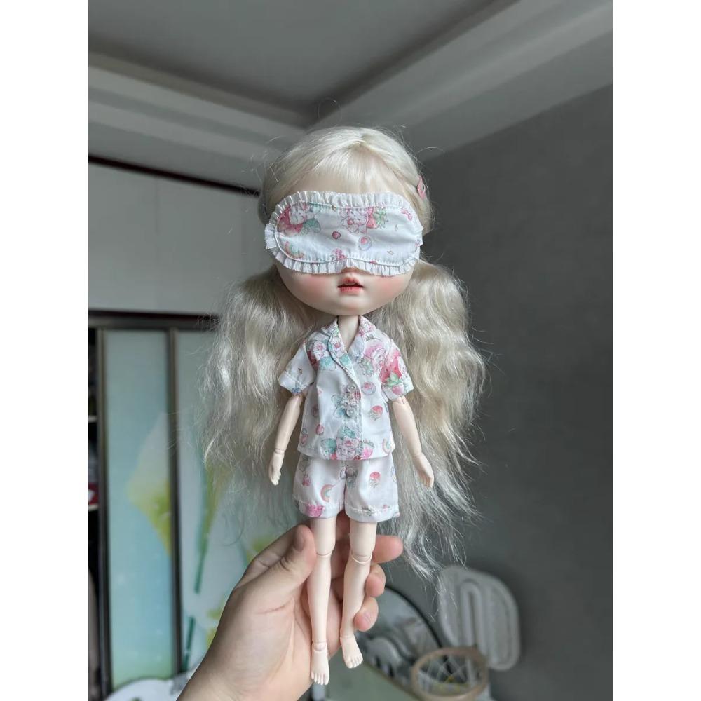 3 Stück/Set Puppe [Augenmaske+Oberteil+Hose] Blyth Pyjama 1/6 Puppen Outfit (Passend für ICY, Big Fish) Puppenzubehör