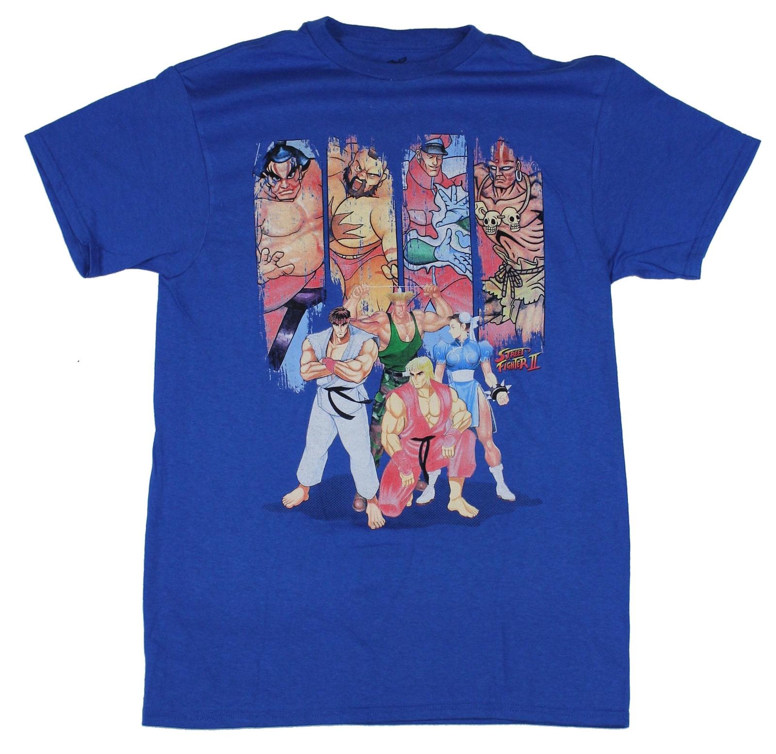 Street Fighter II Mens T-Shirt - Character Group Under Distressed Swipes XXL