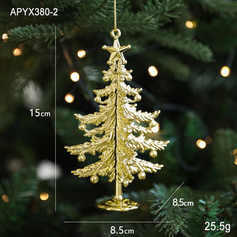 Christmas Golden Pendants Creative Exquisite Decorative Snowflake Butterfly Elk Hanging Ornaments