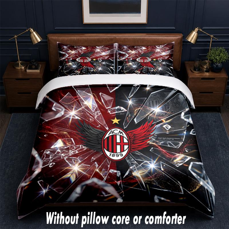 AC Milan Design Pościel Zestaw pościeli 1 poszewka na kołdrę + 2 poszewki na poduszki Miękka oddychająca domowa pościel
