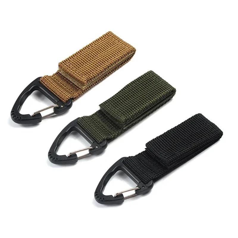 Outdoor Activity Camping Hiking Nylon Ribbon Keychain Molle Tactical Knapsack Triangle Backpack Waist Carryall Fastener Hook Buckle Climb Tool