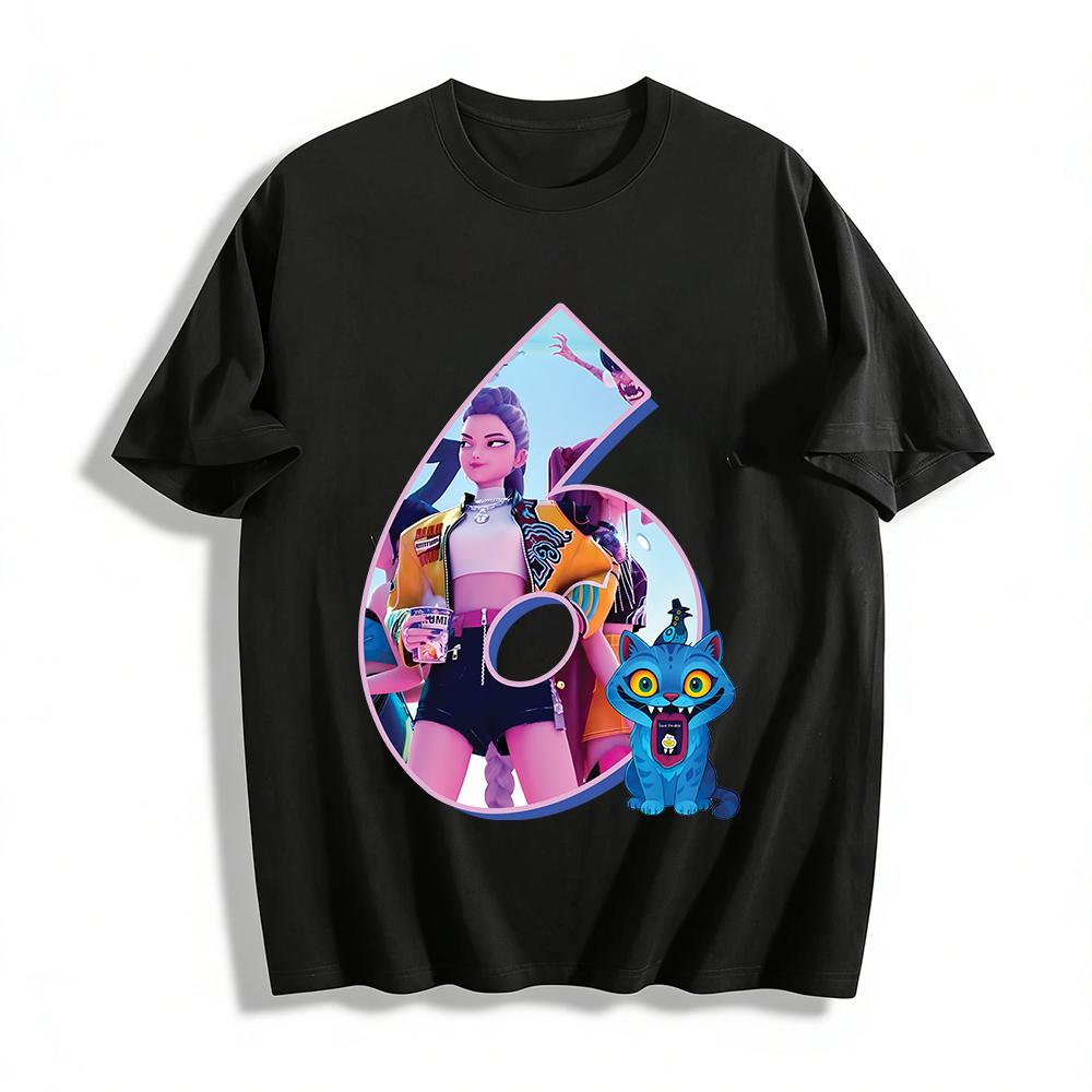 

Virtual Girl Group Number 6 Print Short Sleeve Unisex Casual Loose Street Style Crewneck Top Pure cotton T-shirt XXS
