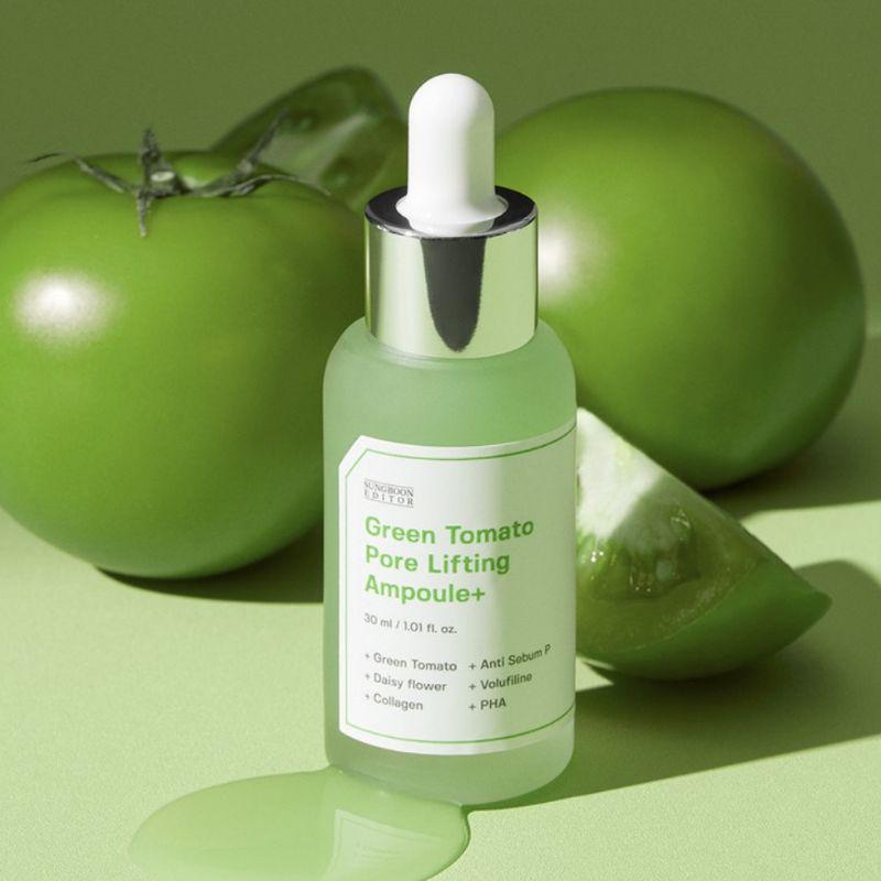 SUNGBOON EDITOR Green Tomato Pore Lifting Ampoule Plus 75ml – Pore Tightening & Firming Serum for Smooth Skin Texture