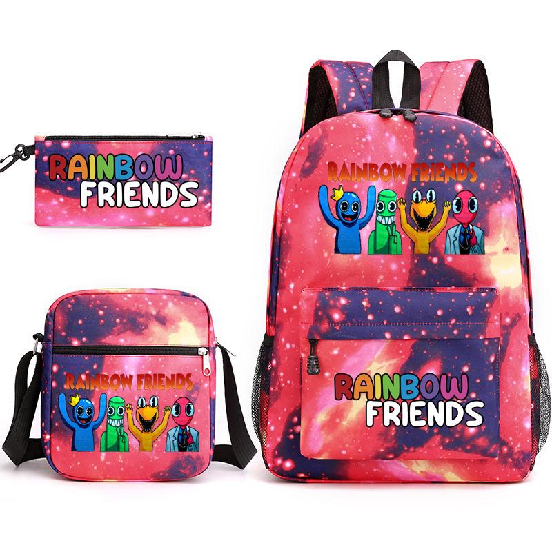 Rainbow Friends Rainbow Friends Game Original Styling Backpack Three-Piece Cartoon Student School Bag