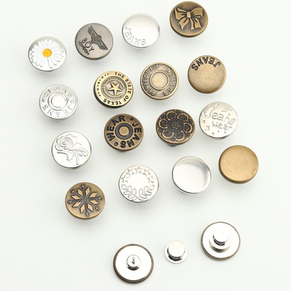 Detachable Metal Universal Waist Adjustment Buttons, No Sew Elastic Snap Buckle Design, For Jeans Waist Modification