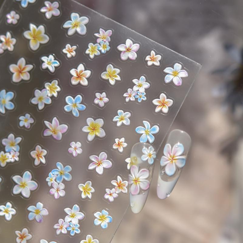 Kolorowe Phalaenopsis Frangipani Jasne Lilie Stopniowe Delikatne Romantyczne Naklejki Nail Art Manicure Naklejki Dekoracje