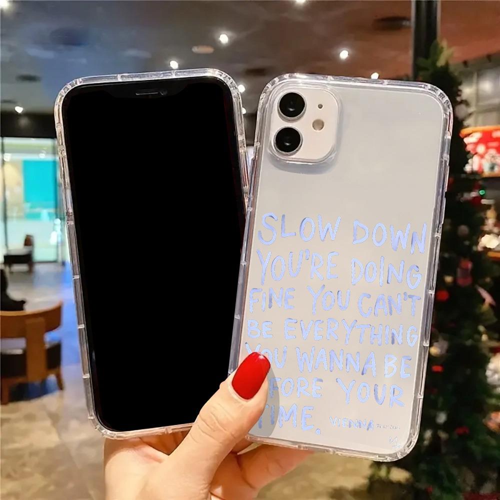 Inspirierendes Zitat Ästhetisches Transparentes Handyhülle Für iPhone 17 16 Pro Max Hüllen iPhone 15 14 13 12 11 XS XR 7 8 Plus Acryl Hülle